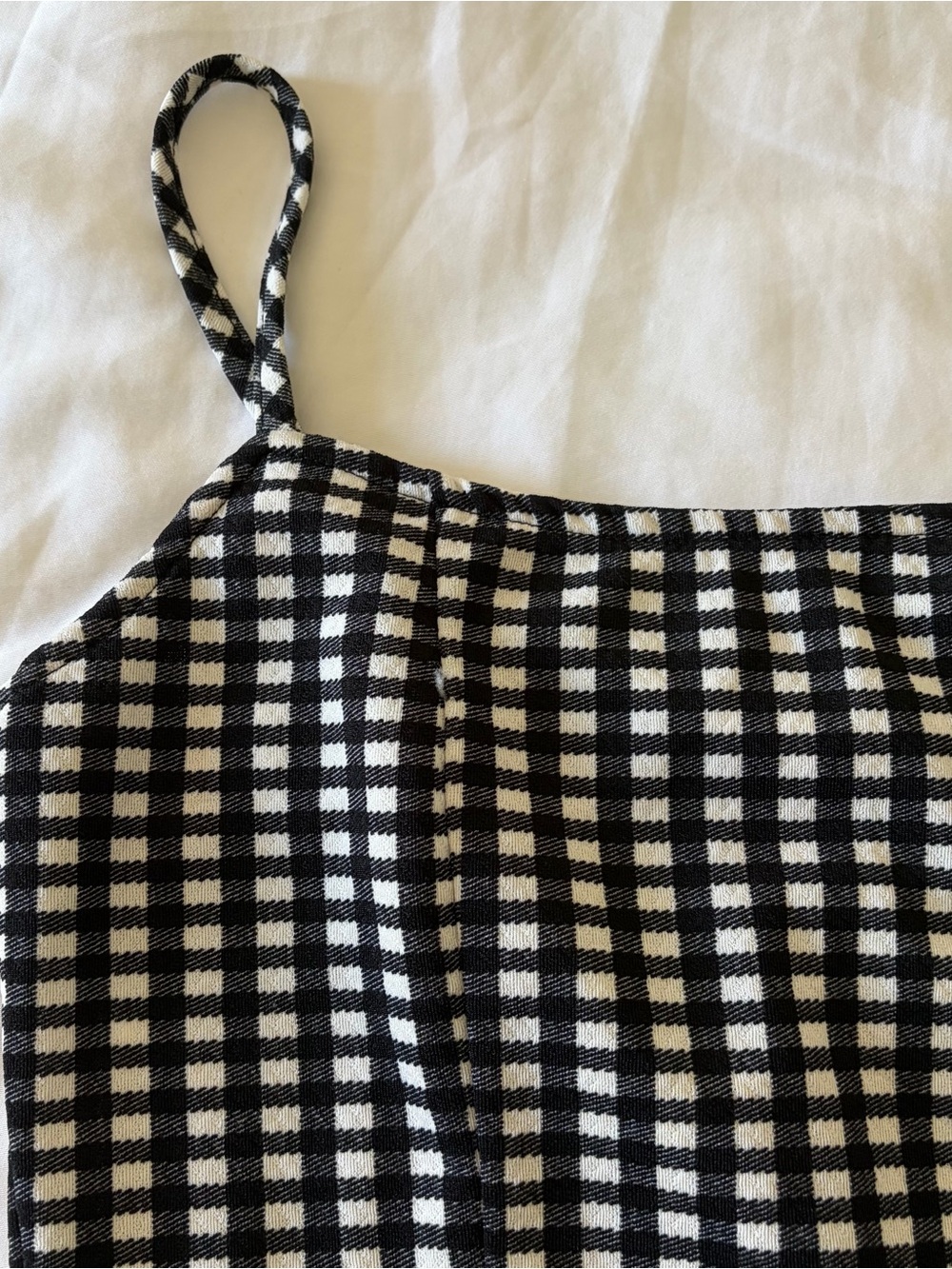 Black and White Gingham Spaghetti Strap Mini Dress - Picture 3 of 3